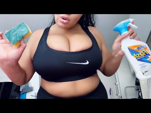 Housewife Cleaning Routine - Spraying, Scrubbing, Wiping and Washing - ASMR No Talking