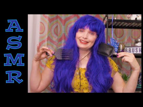 ASMR:Whispered Brush out (Brushing out a blue wig)