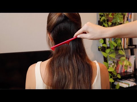 ASMR | Gentle hair combing (wet hair, hair play, water sounds, whispers)