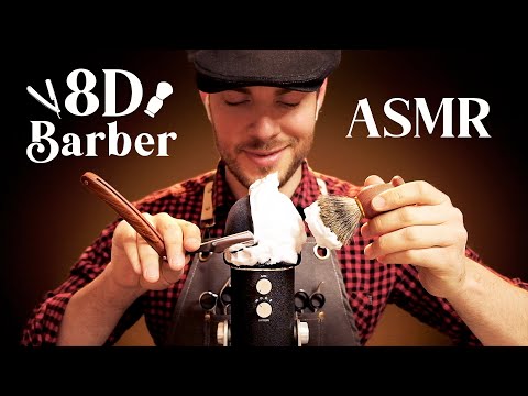 ASMR 8D Barbershop | 360° Haircut & Shaving Triggers for Sleep and Tingles [Ultra Realistic]