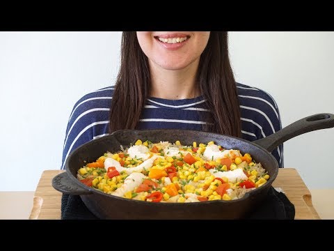ASMR Eating Sounds: Paella-Inspired Rice Dish (Mostly No Talking)
