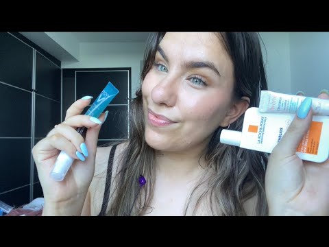 ASMR Applying Skincare To You (actual camera touching)