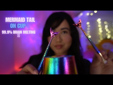 ASMR | Mermaid brush tail on cup. 99.9% tingles grantee loop you to sleep 💤 ( no talking🤫)