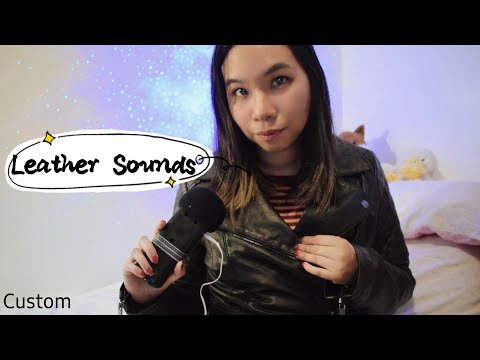 ASMR LEATHER JACKET TAPPING, SCRATCHING  & ZIPPER SOUNDS (No Talking) 🤎🧥 [Custom]