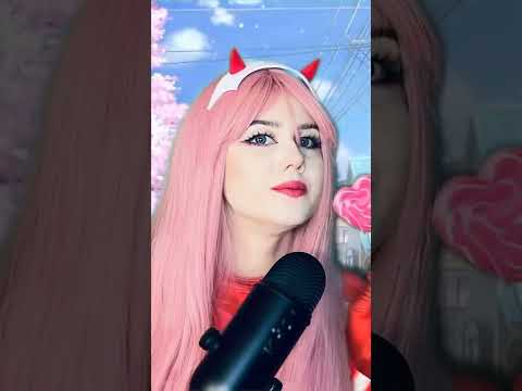Licking 🌙 ASMR anime cosplay Zero Two 💗 relaxing video (full on my channel)