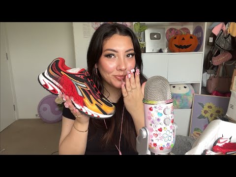 ASMR sneaker unboxing!! 🔥💗 ~SSSTUFFF haul, shoe tapping & scratching + whispering/over-explaining~