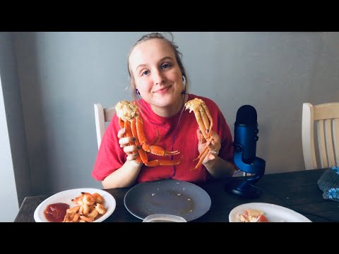 ASMR EATING CRAB LEGS AND SHRIMP | SEAFOOD MUKBANG