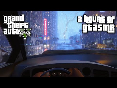 TWO HOURS of GTA ASMR 🌃 Close Up Ear to Ear Whispers ✨ Rain ✨Car Sounds ✨ City Ambience