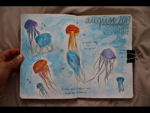 asmr august 2019 bullet journal *sustainability themed* + how to reduce your waste
