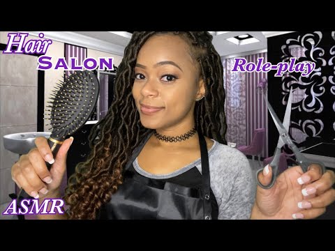 💇‍♀️ ASMR 💇‍♀️ Hair Salon Role-play | Haircut | Brushing | Tapping | Scissors & Water Sounds  ✂️💜