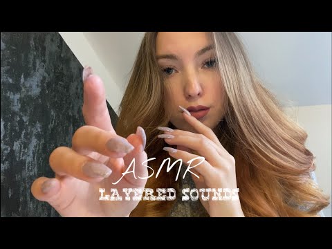 ASMR | face touching and face brushing with layered sounds👅