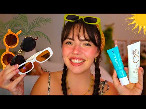 ASMR Getting You Ready For the Beach! 🌊⛱️👙☀️🏝️ (skincare, makeup, wooden toys)