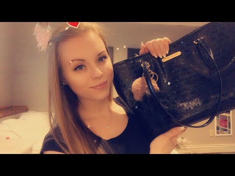 ASMR! Purse Tour! ( Whispers, Tapping,Scratching) 🧠