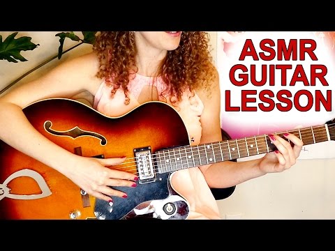 ASMR Whispering Role Play: Beginner Guitar Lesson, Jazz Chords for Relaxation, Binaural Whisper