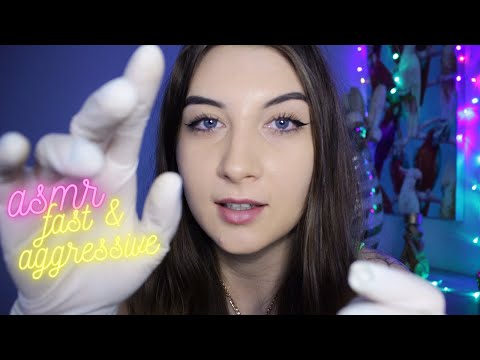 ASMR| FAST & AGGRESSIVE HAND MOVEMENTS WITH GLOVES (MOUTH SOUNDS)