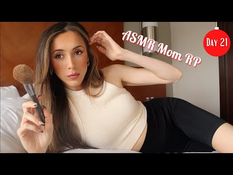ASMR Mom Does Your Makeup | whispered, face brushing, personal attention...