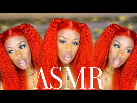 ASMR | Kinky Curly Ginger Wig Install & Review ft. BGM Hair