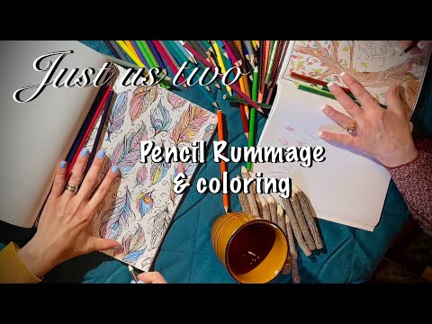 ASMR Markers, pencils & crayons rummage (No talking only) Katherine & I alone, softly coloring.