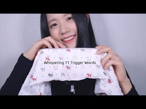ASMR Whispering 11 Trigger Words in English, Korean, Japanese, Spanish | Brain Massage & Brushing