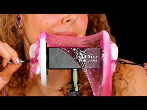 Pink Slime & Mascara Spoolies ASMR! 3Dio Ear Cleaning Sounds