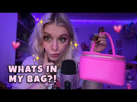 ASMR What’s In My Bag Show and Tell! Rambling, Leather Sounds, Mouth Sounds, Zippers, Tapping 💼✨💗