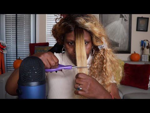 Cutting My Curly Hair ASMR Trimming Restyling Adding Bang