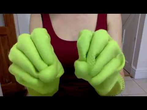ASMR Mummy Opens Rare Green Rubber Dishwashing Gloves