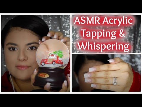 ASMR Christmas Decor Tapping w/ Acrylic Nails + Whispering