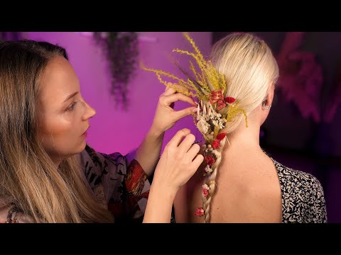 ASMR "Perfectionist Hair Decorating" Intricate Dried Flower Fixing & Hair Styling