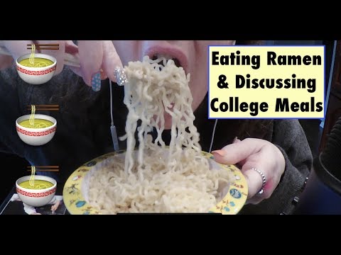 ASMR Ramen Noodle Eating & College Meal Ramble.  Whispered.