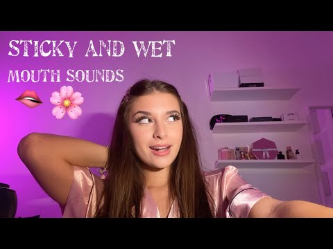 ASMR| sticky and wet mouth sounds, kisses, lipgloss application and face tracing🔥(English video)