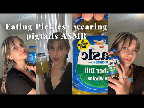 ASMR… Eating pickles straight from the jar while wearing pigtails!! Delightful and crunchy sounds!!