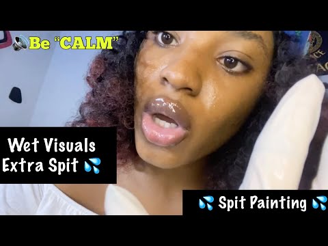 ASMR Spit Painting Up in Your Face * Extra Spit & Wet Visuals| Mouth Sounds| Word Triggers| 20 Mins