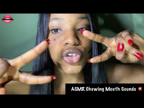 ASMR Closeup Gum Chewing and Inaudible Whispers| Mouth Sounds 💥