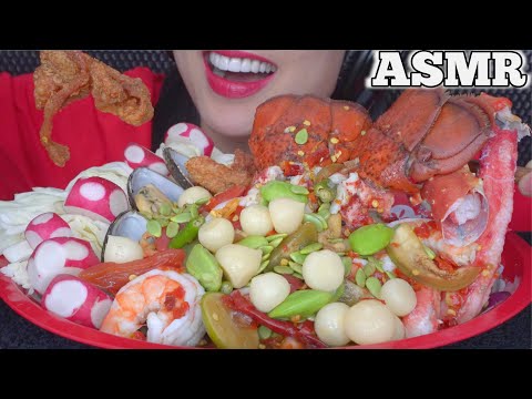 ASMR SPICY SEAFOOD THAI STYLE (SATISFYING CRUNCH EATING SOUNDS) NO TALKING | SAS-ASMR