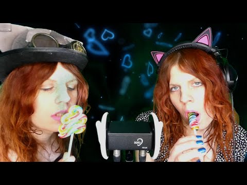 ASMR | Twins Licking And Sucking Big Lollipops (No Talking) | Mouth Sounds