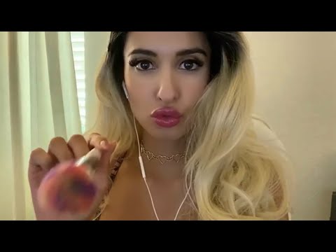 ASMR Kisses and Compliments w/ Tongue Clicking, Mic + Camera Brushing, Lip Gloss, Tapping, Whispers