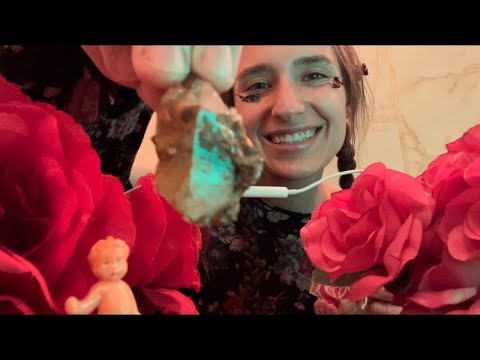 #ASMR Bag of babies or bag of crystals? 👶💎Plastic sounds/ whisper rambling about my crystals /rain