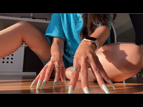 ASMR Floor Scratching with Fake Nails (towards camera and back)