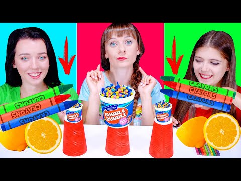 ASMR Food Challenge Party | Bubble Gum, Magic Box, Crayons Challenge