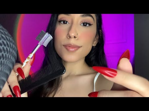 ASMR GF Braids Your Hair & Fixes Baby Hairs 💙 (gum chewing) ft Dossier