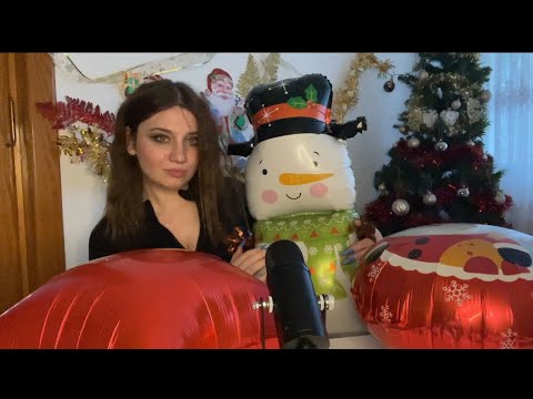 ASMR | Blowing Balloons (Mylar) Giant Snowman🎄| Tapping and Spit Painting Asmr ☺️