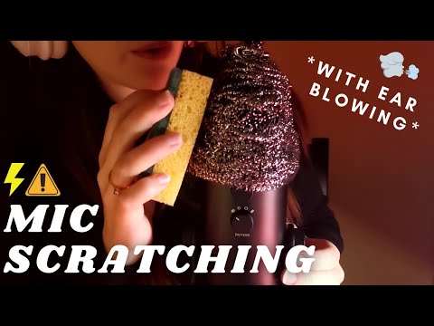 ASMR - FAST AND ROUGH MIC SCRATCHING with METALLIC COVER | SPONGES SCRATCHING and EAR BLOWING 😍