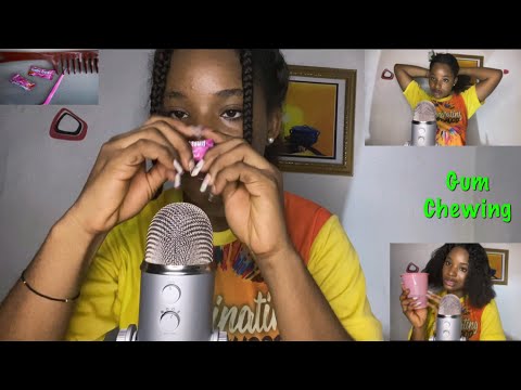 ASMR Gum Chewing while loosening my braids and Combing my Hair| Please use an earpiece 🙏