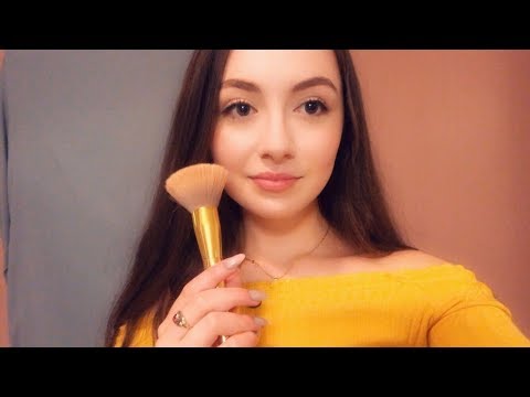 ASMR doing your makeup roleplay (face brushing, whispering, personal attention)
