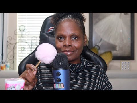 FUR PUFF BALL ON THE MIC ASMR CHEWING GUM