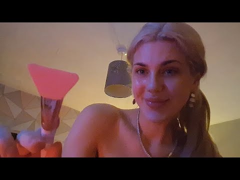 ASMR / Pampering you in bed 💕 Face massage, hair brushing, lip care