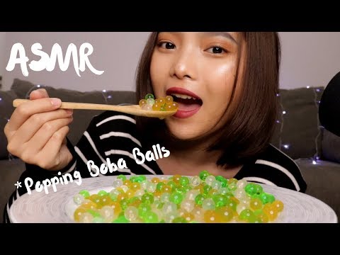 ASMR POPPING BOBA BALLS(Eating Sounds)💚| Hanna ASMR