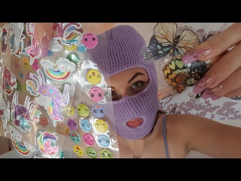 ASMR | Putting stickers on your pretty face (camera touching)