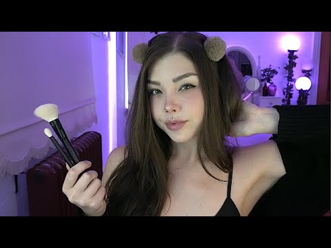 ASMR doing your makeup (personal attention, face touching, whispering, soft spoken)